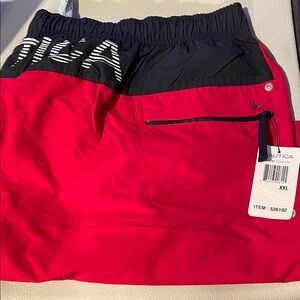 NWT Nautica Red and Black Swim Trunks XXL